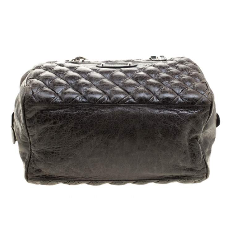 Pre Owned Balenciaga Anthracite Quilted Chevre Leather Satchel