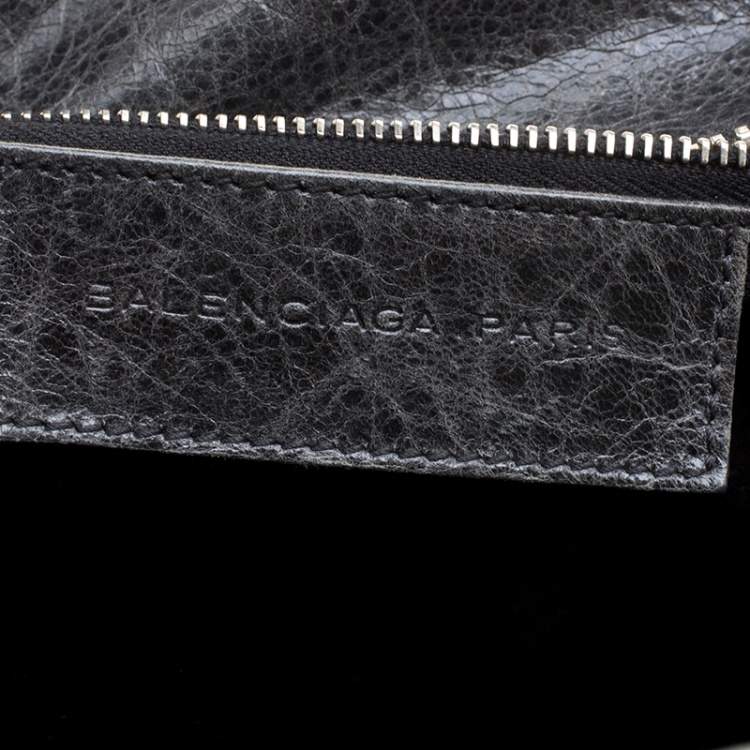 Pre Owned Balenciaga Anthracite Quilted Chevre Leather Satchel