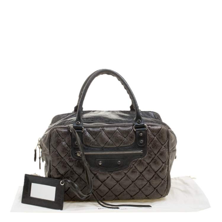 Pre Owned Balenciaga Anthracite Quilted Chevre Leather Satchel