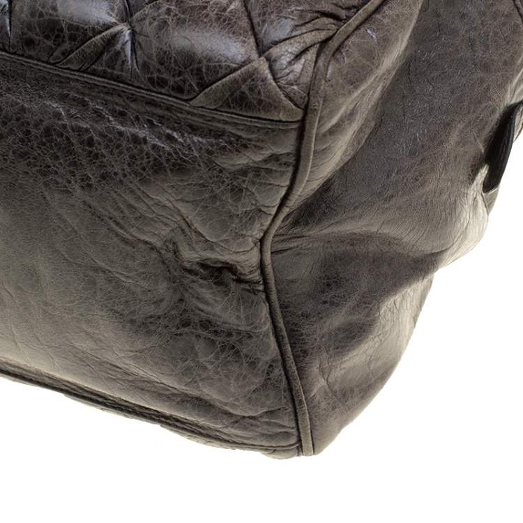 Pre Owned Balenciaga Anthracite Quilted Chevre Leather Satchel
