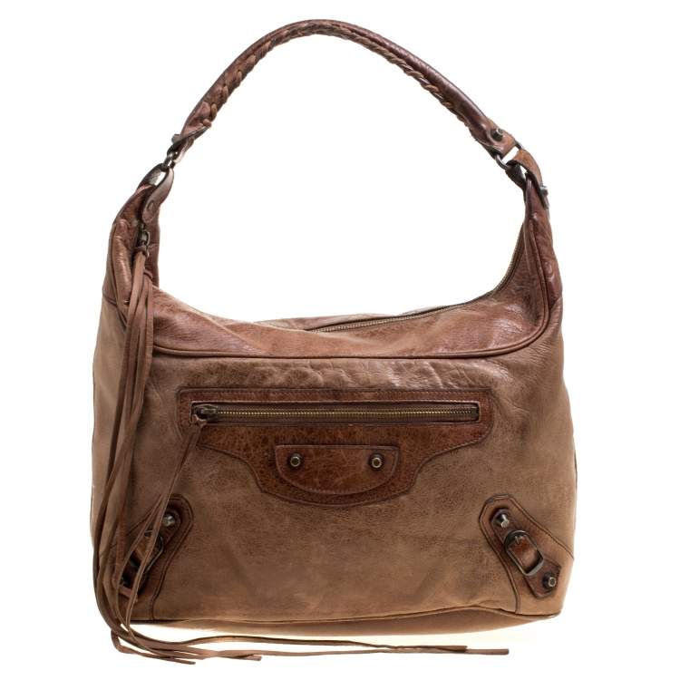 balenciaga brown leather bag