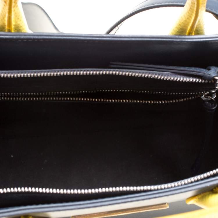 Pre Owned Balenciaga Blue/Yellow Leather Work S Top Handle Bag