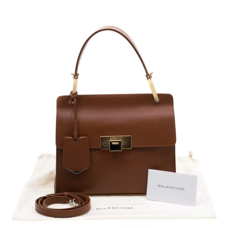 Pre Owned Balenciaga Brown Leather Le Dix Cartable Top Handle Bag