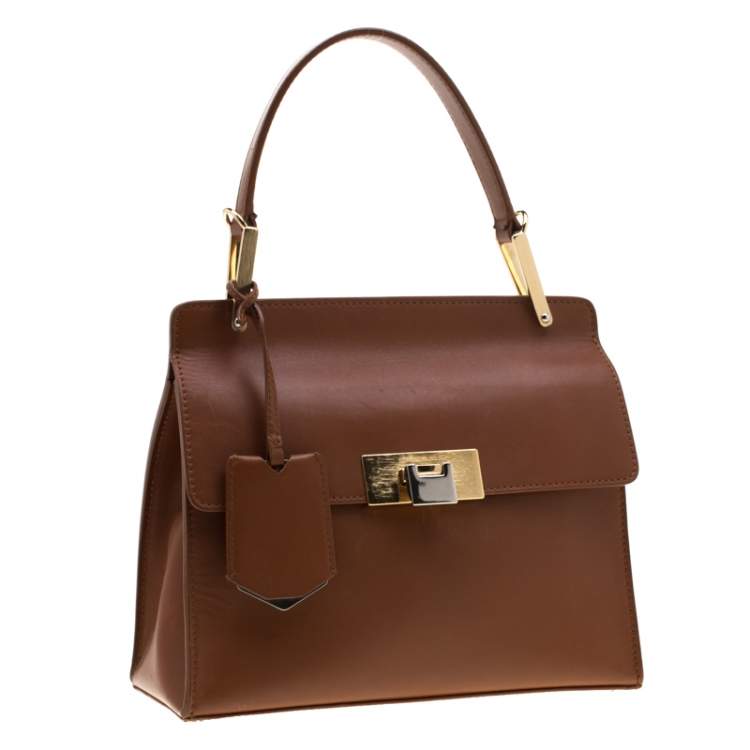 Pre Owned Balenciaga Brown Leather Le Dix Cartable Top Handle Bag
