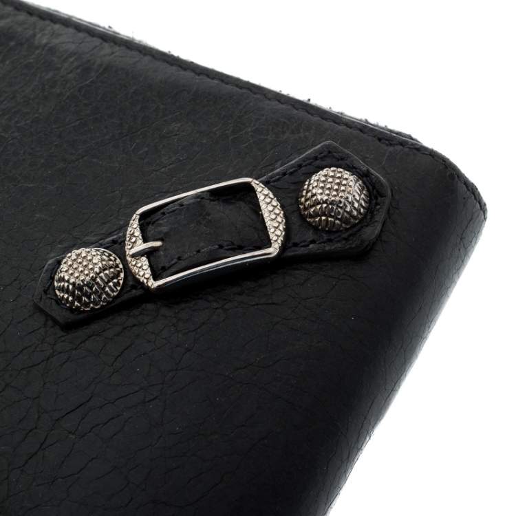 Pre Owned Balenciaga Anthracite Leather Continental Zip Around Wallet