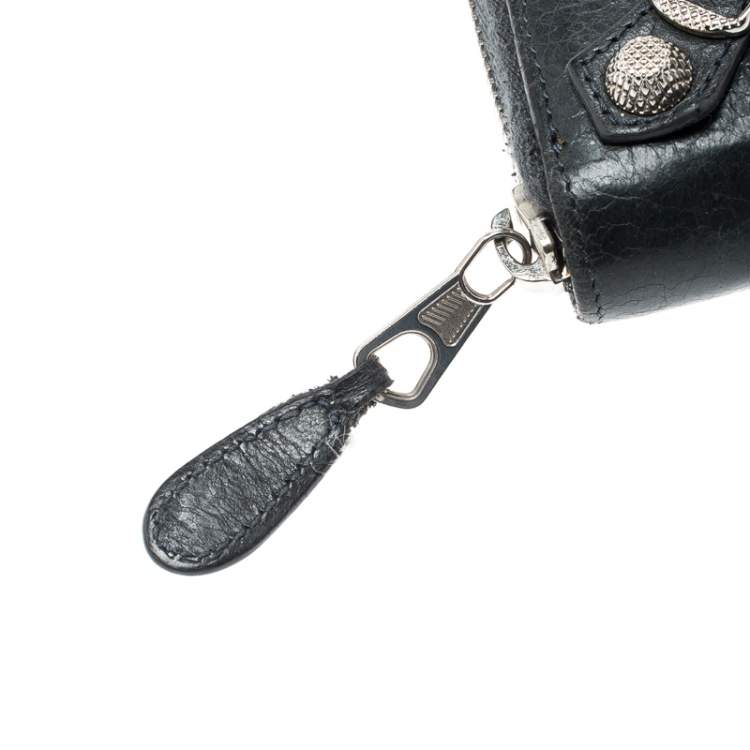 Pre Owned Balenciaga Anthracite Leather Continental Zip Around Wallet
