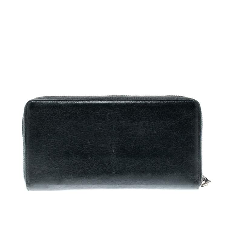 Pre Owned Balenciaga Anthracite Leather Continental Zip Around Wallet