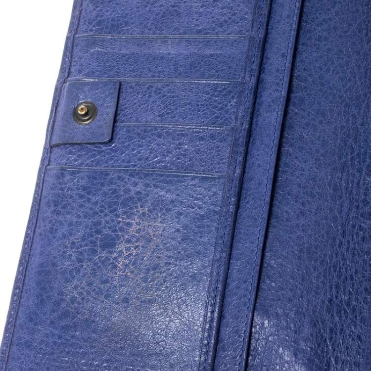 Pre Owned Balenciaga Purple Leather Classic Money Long Wallet