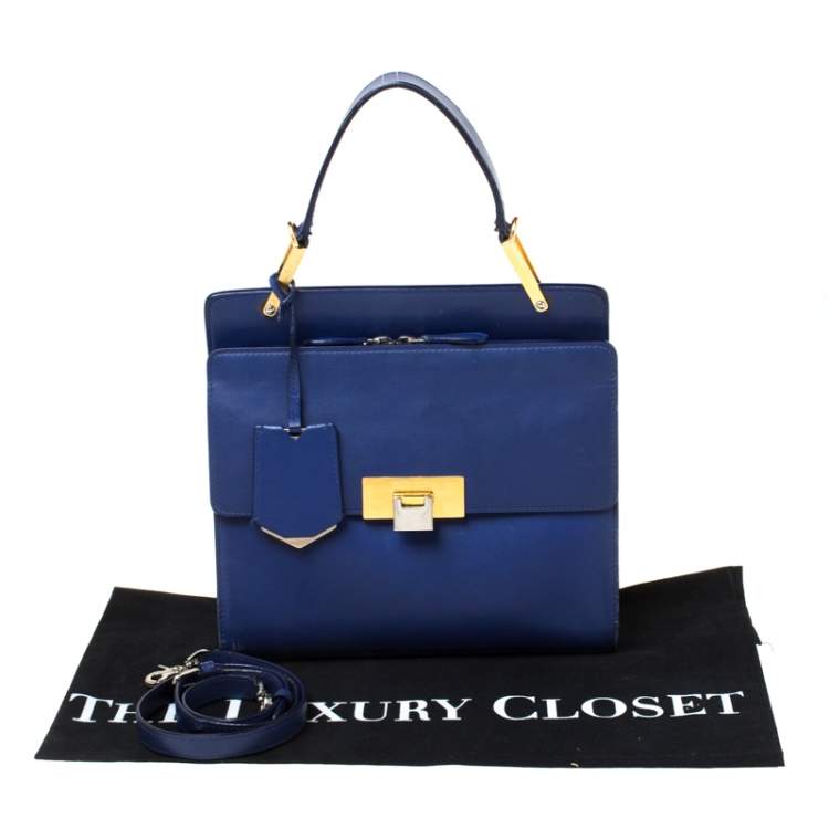 Pre Owned Balenciaga Violet Leather Le Dix Cartable Top Handle Bag