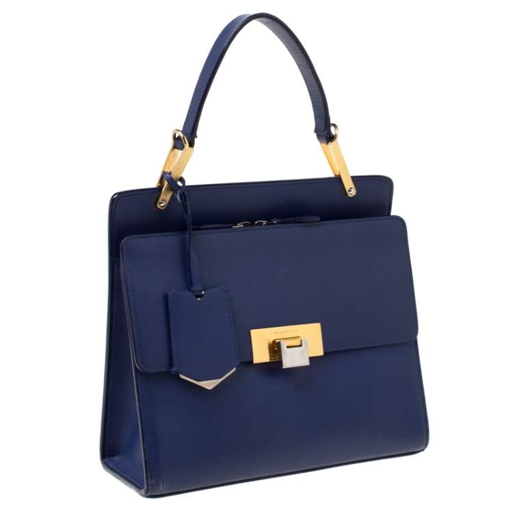 Pre Owned Balenciaga Violet Leather Le Dix Cartable Top Handle Bag