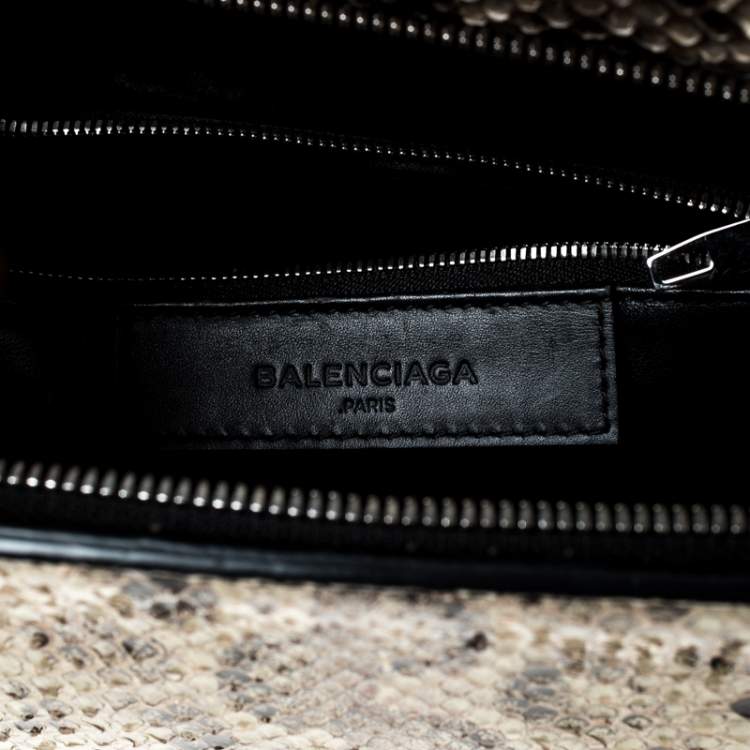 Pre Owned Balenciaga Cream Python Le Dix Cartable S Top Handle Bag