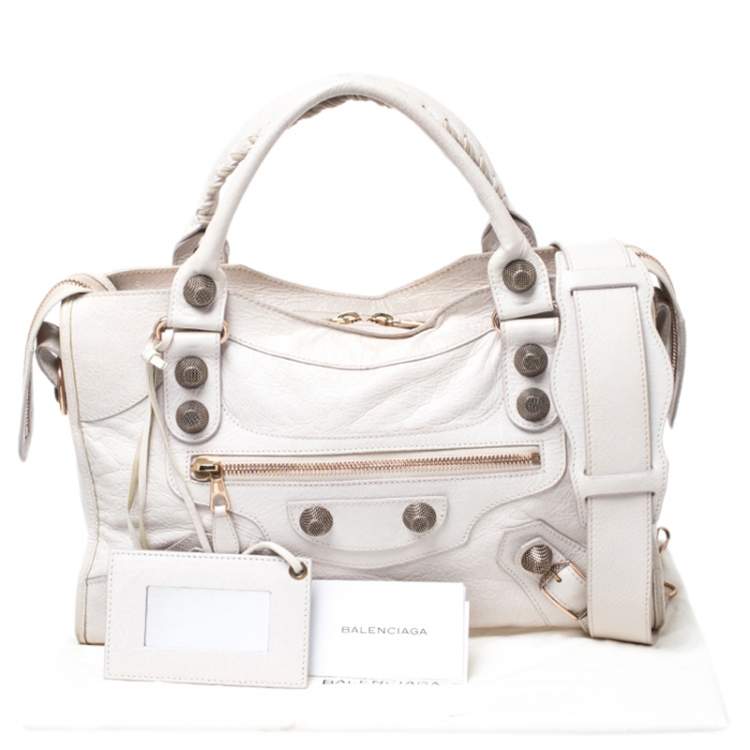 Pre Owned Balenciaga Ivory Leather RGGH City Bag