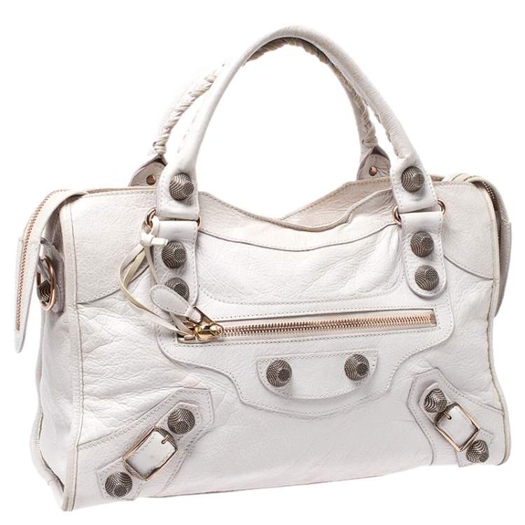 Pre Owned Balenciaga Ivory Leather RGGH City Bag