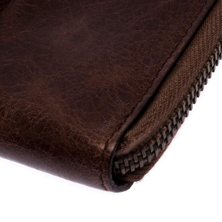 Pre Owned Balenciaga Dark Brown Leather Compagnon Wallet