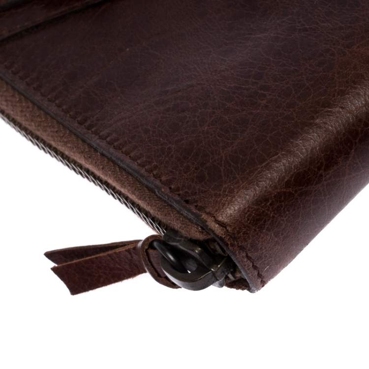 Pre Owned Balenciaga Dark Brown Leather Compagnon Wallet