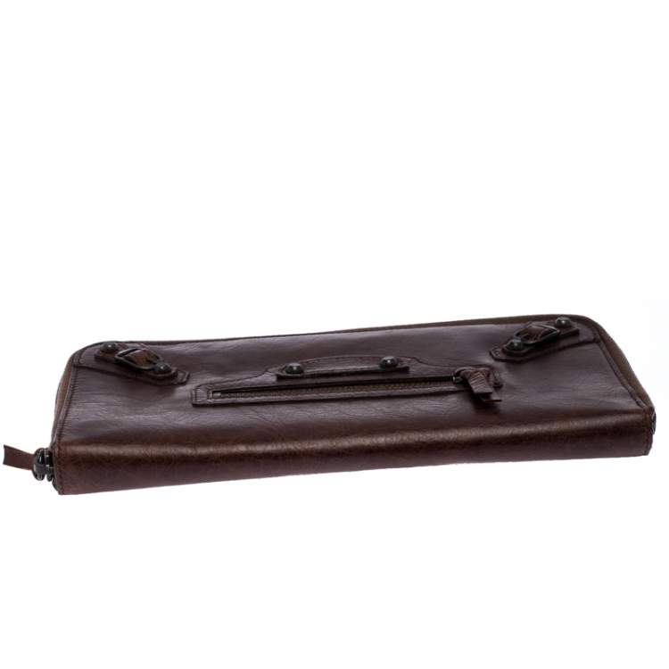 Pre Owned Balenciaga Dark Brown Leather Compagnon Wallet