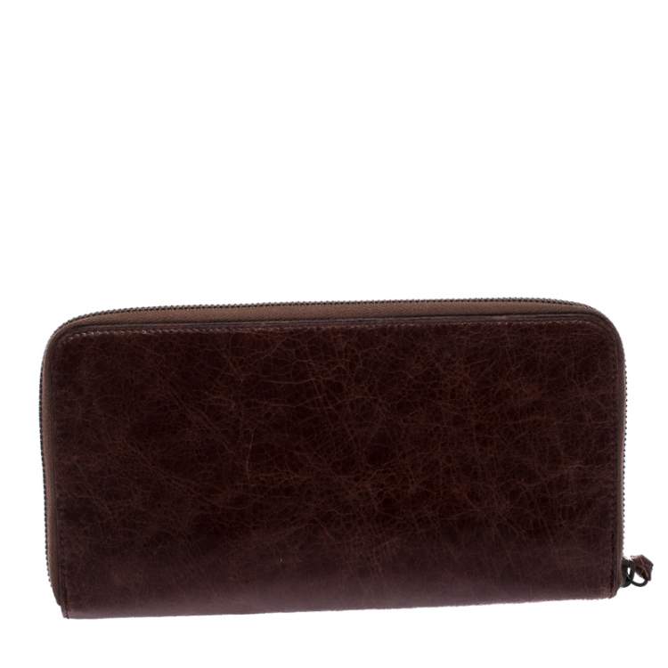 Pre Owned Balenciaga Dark Brown Leather Compagnon Wallet