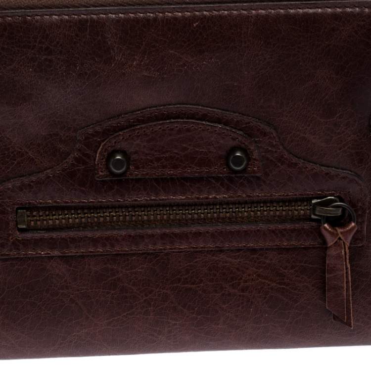 Pre Owned Balenciaga Dark Brown Leather Compagnon Wallet