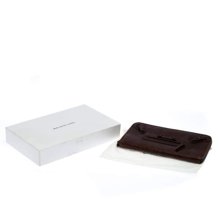 Pre Owned Balenciaga Dark Brown Leather Compagnon Wallet