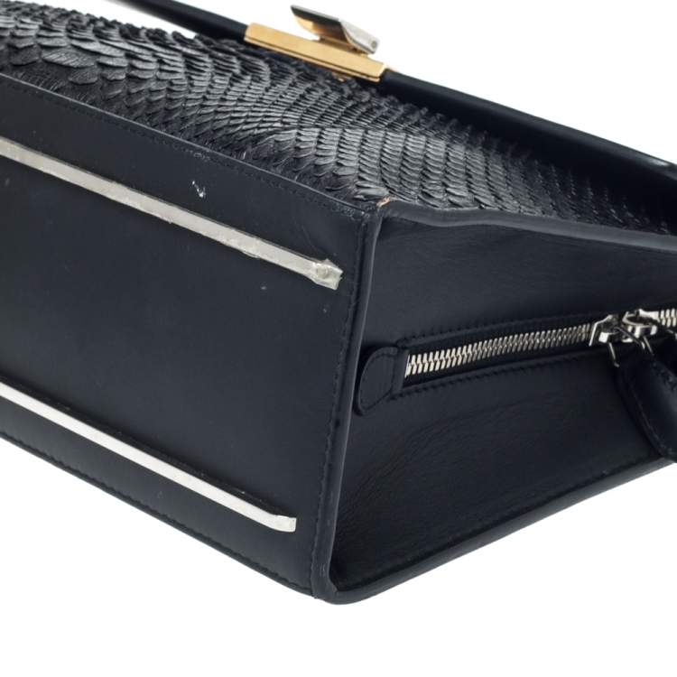 Pre Owned Balenciaga Black Python and Leather Le Dix Cartable Top Handle Bag