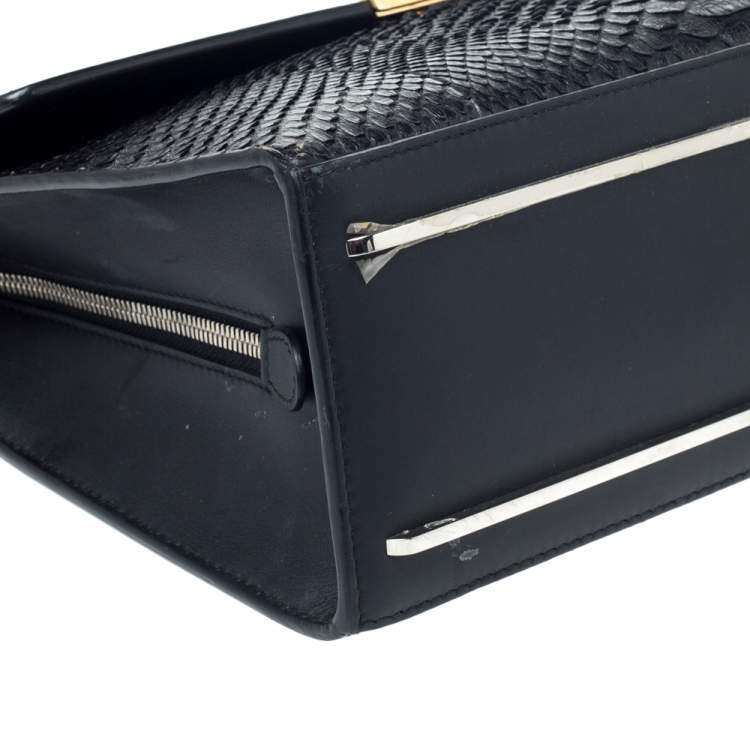 Pre Owned Balenciaga Black Python and Leather Le Dix Cartable Top Handle Bag