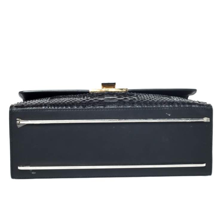 Pre Owned Balenciaga Black Python and Leather Le Dix Cartable Top Handle Bag