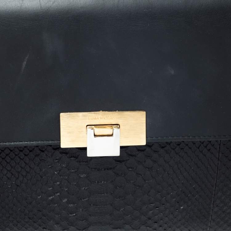 Pre Owned Balenciaga Black Python and Leather Le Dix Cartable Top Handle Bag