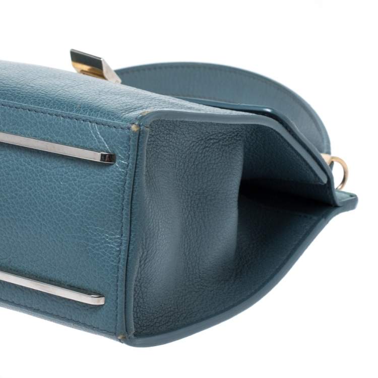 Pre Owned Balenciaga Blue Leather and Ostrich Le Dix Cartable Top Handle Bag