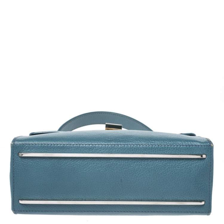 Pre Owned Balenciaga Blue Leather and Ostrich Le Dix Cartable Top Handle Bag