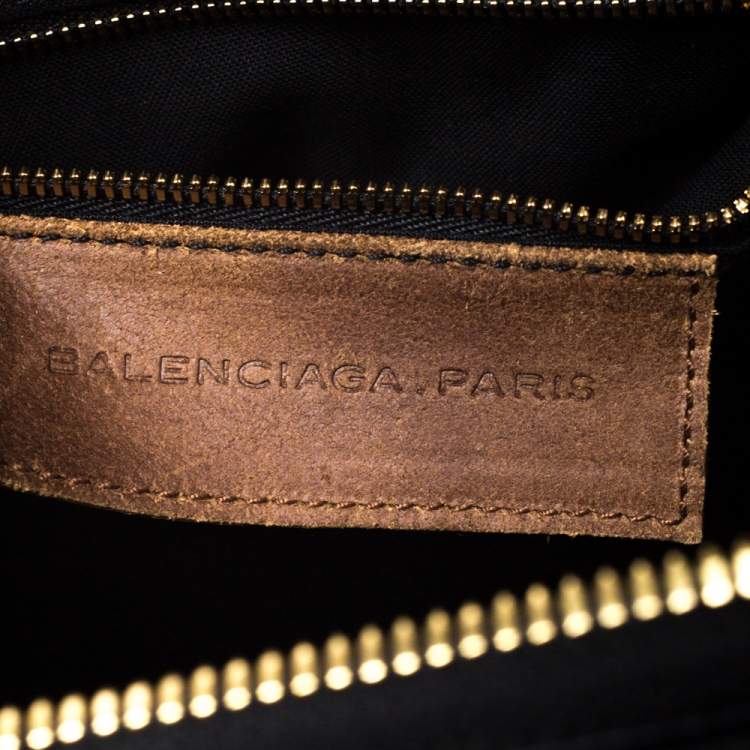 Pre Owned Balenciaga Black/Brown Patent Leather and Suede Sac Superb Bag