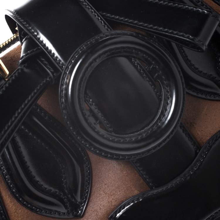 Pre Owned Balenciaga Black/Brown Patent Leather and Suede Sac Superb Bag