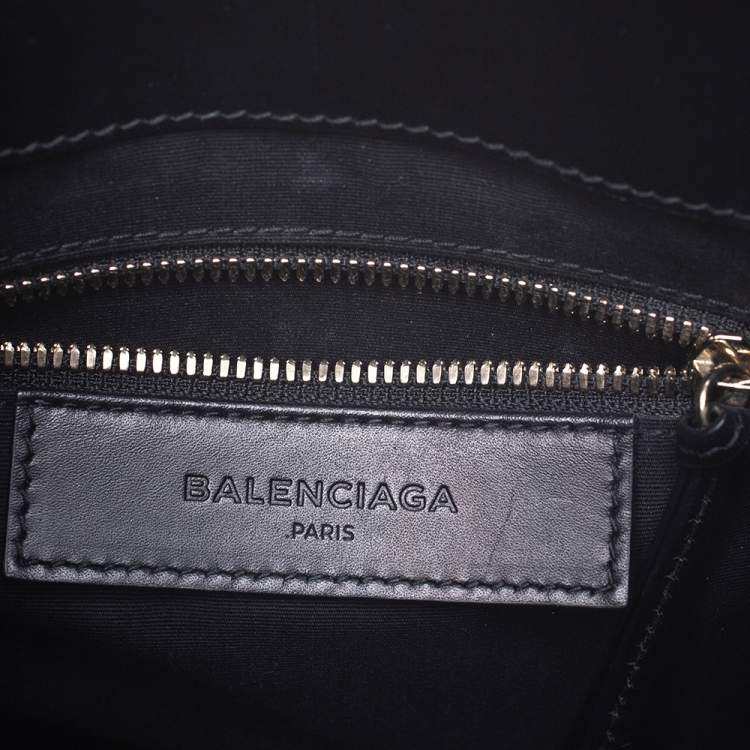 Pre Owned Balenciaga Black/Light Blue Python and Leather Mini Maillon All Afternoon Tote