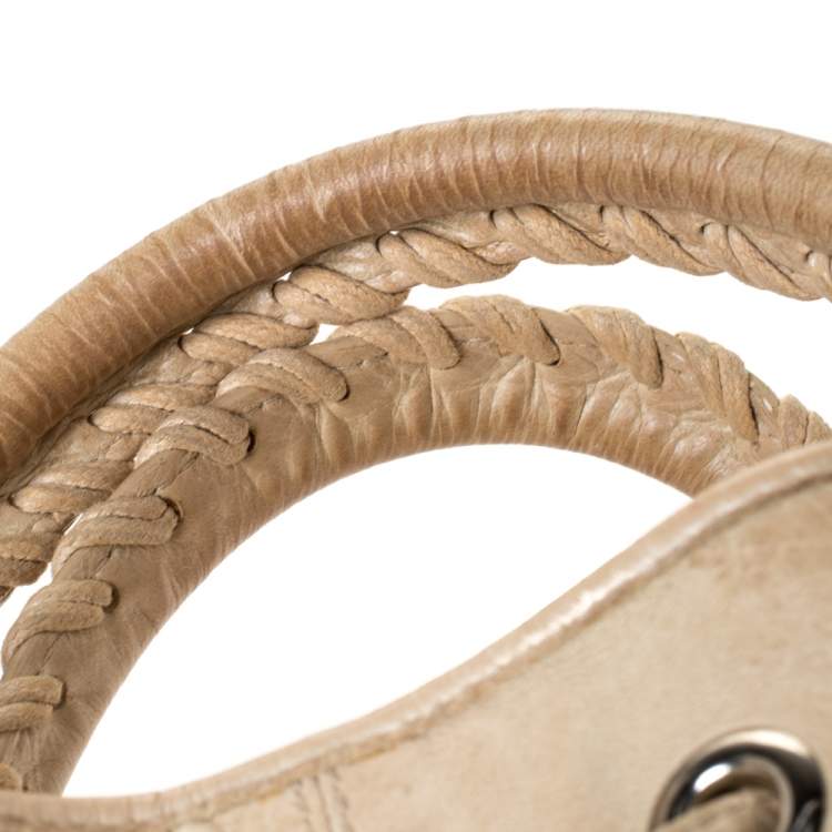 Pre Owned Balenciaga Cream Leather SGH 21 Pompon Hobo