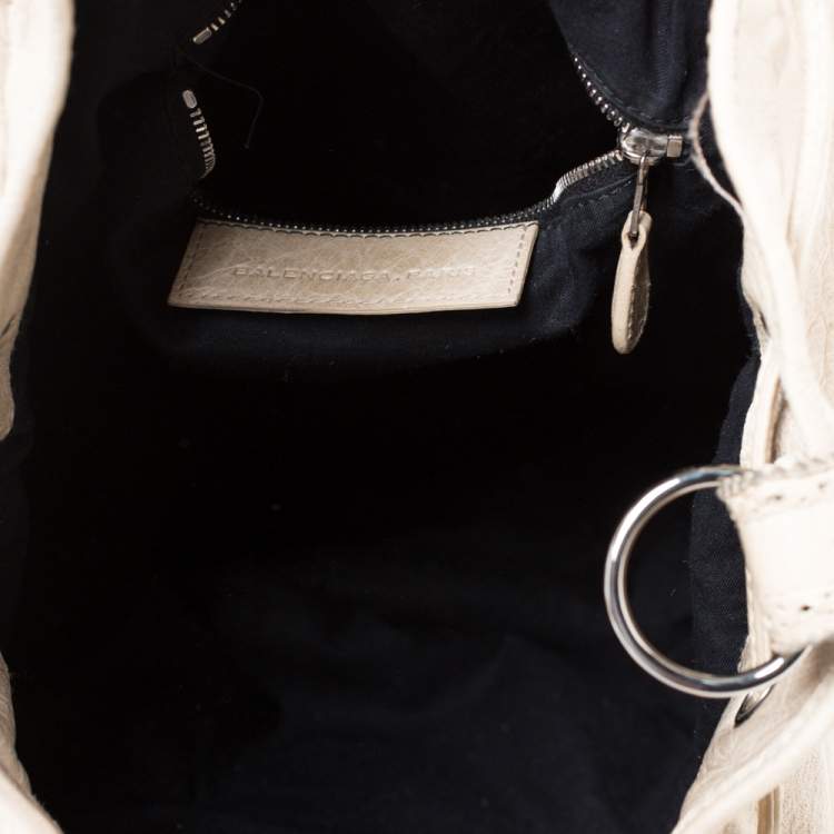 Pre Owned Balenciaga Cream Leather SGH 21 Pompon Hobo