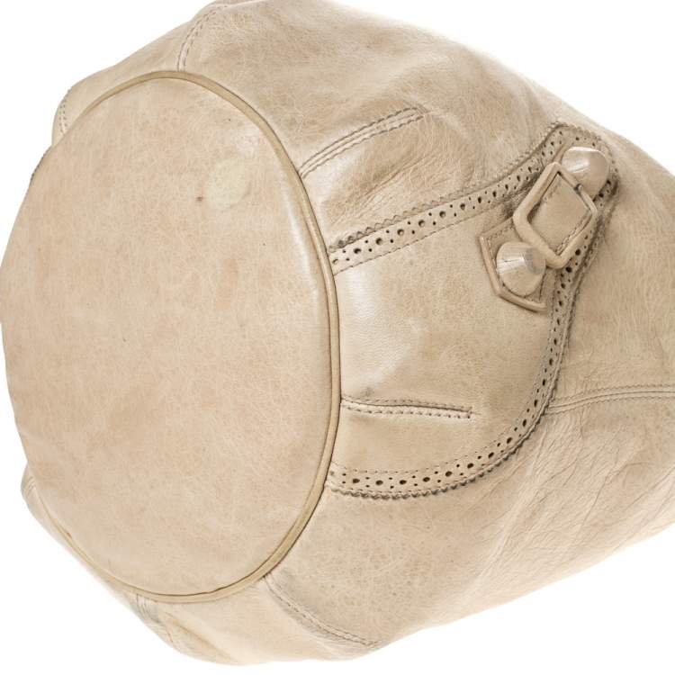Pre Owned Balenciaga Cream Leather SGH 21 Pompon Hobo