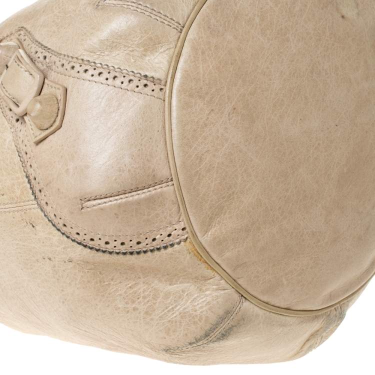 Pre Owned Balenciaga Cream Leather SGH 21 Pompon Hobo