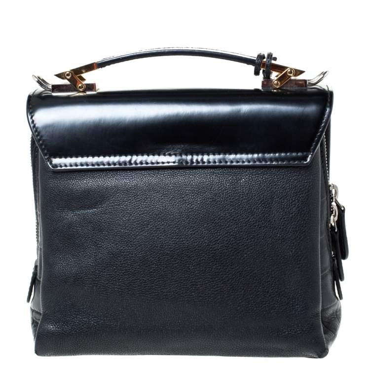 Pre Owned Balenciaga Black Croc Embossed and Leather Le Dix Cartable Top Handle Bag
