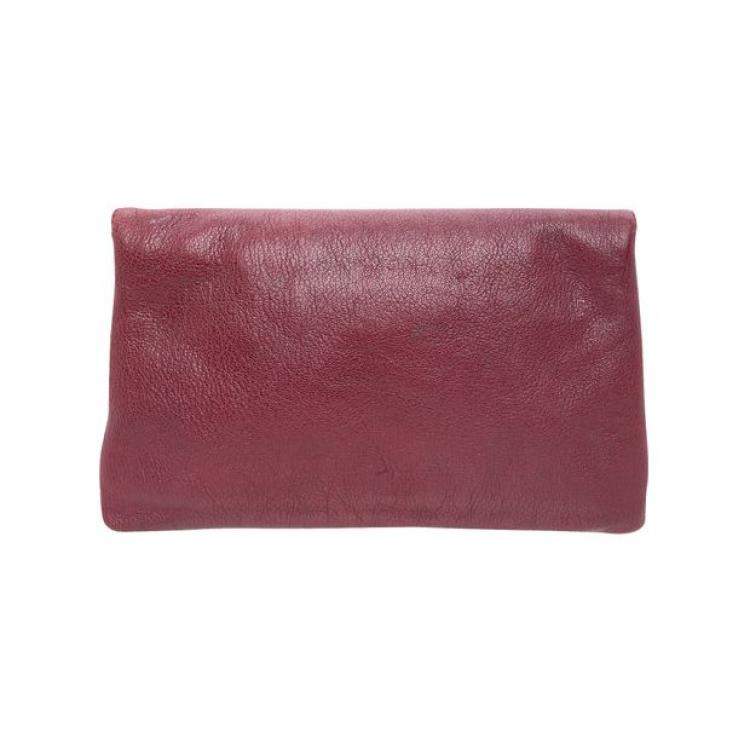 Pre Owned Balenciaga Red Motorcross Leather Envelope Clutch