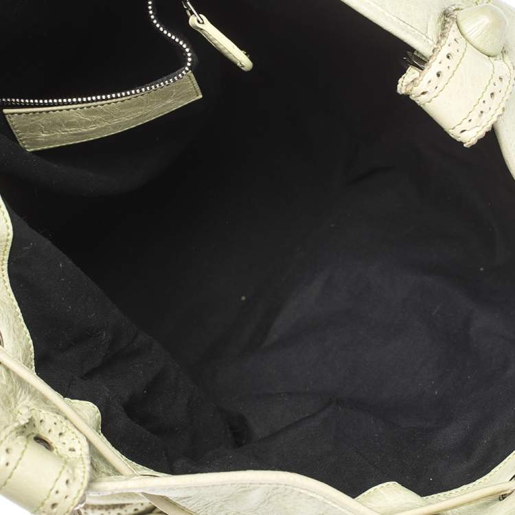 Pre Owned Balenciaga Mint Green Leather GCH 21 Pompon Hobo