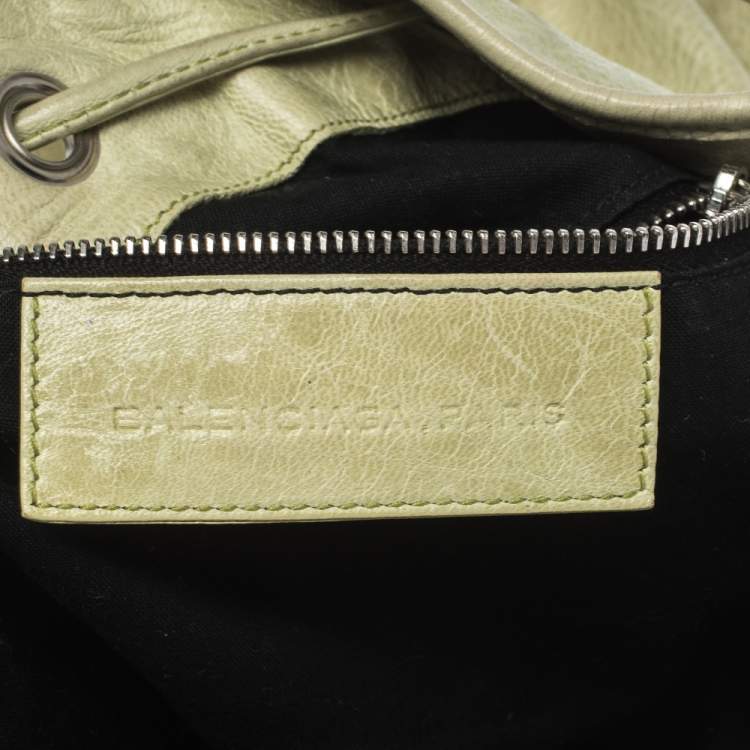 Pre Owned Balenciaga Mint Green Leather GCH 21 Pompon Hobo