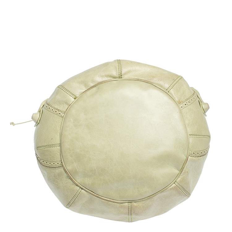 Pre Owned Balenciaga Mint Green Leather GCH 21 Pompon Hobo
