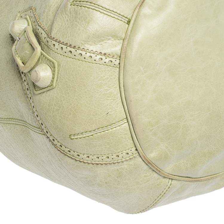 Pre Owned Balenciaga Mint Green Leather GCH 21 Pompon Hobo