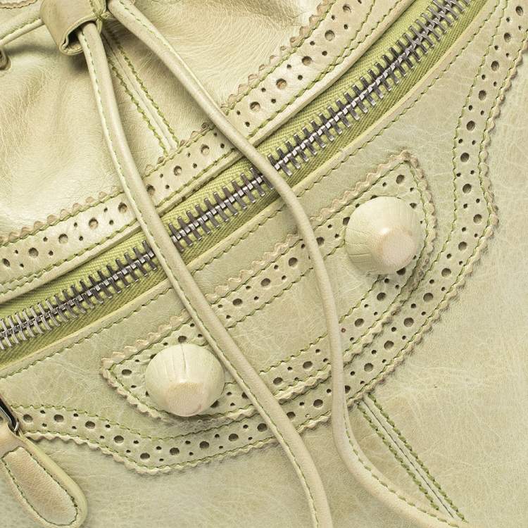 Pre Owned Balenciaga Mint Green Leather GCH 21 Pompon Hobo