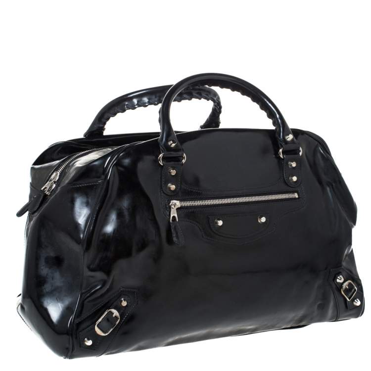 Pre Owned Balenciaga Black Patent Leather Bowling MM Bag