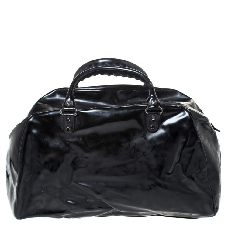 Pre Owned Balenciaga Black Patent Leather Bowling MM Bag