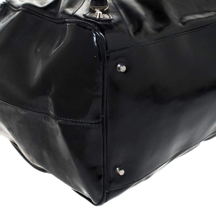 Pre Owned Balenciaga Black Patent Leather Bowling MM Bag