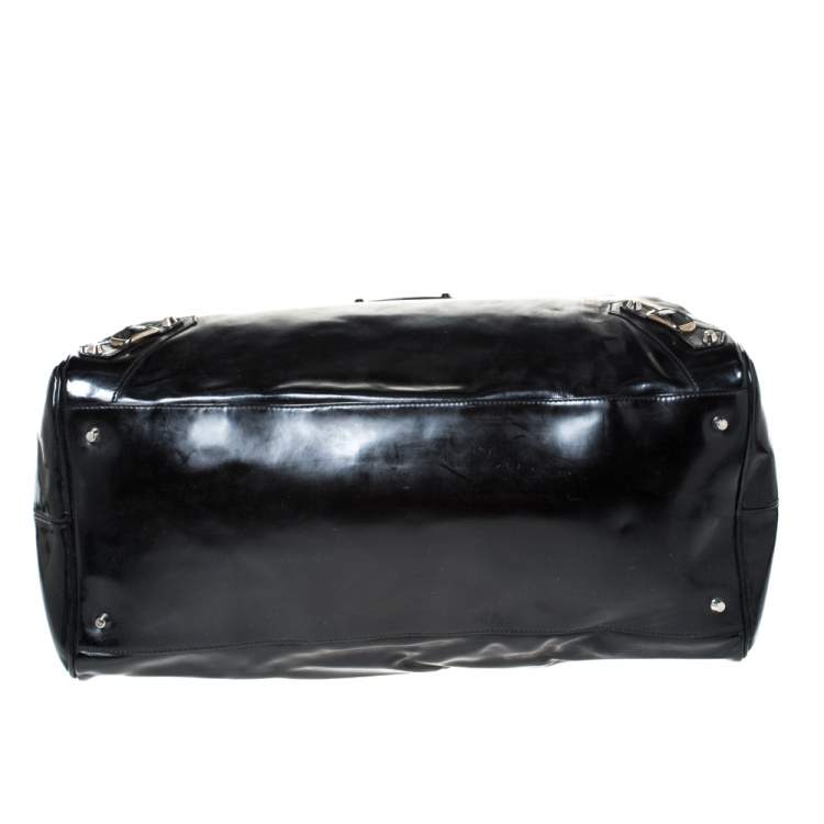 Pre Owned Balenciaga Black Patent Leather Bowling MM Bag