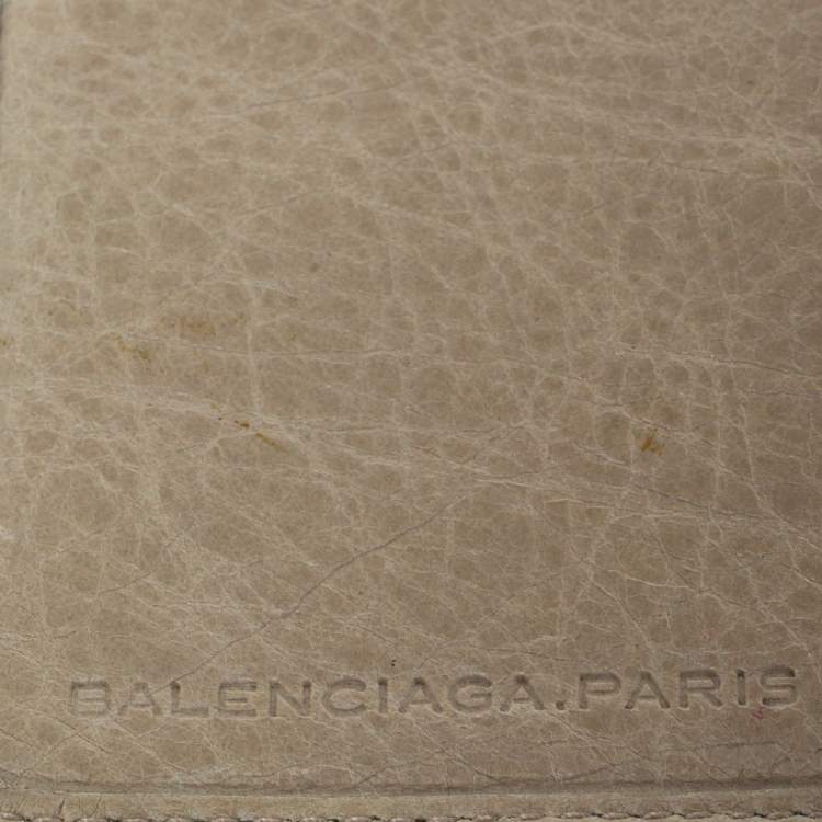 Pre Owned Balenciaga Beige Oryx Leather Compact Wallet