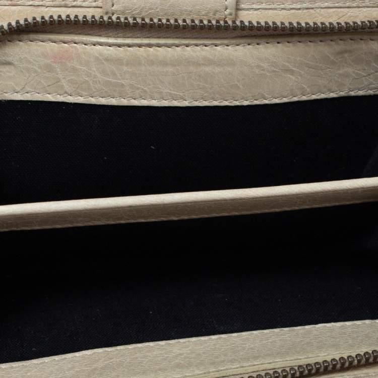 Pre Owned Balenciaga Beige Oryx Leather Compact Wallet