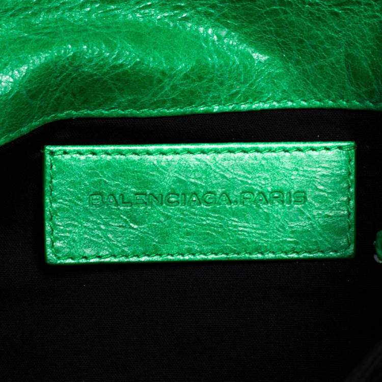 Pre Owned Balenciaga Vert Trefle Leather RSH Envelope Clutch
